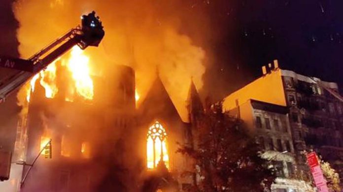 New York City fire destroys 19th century church
