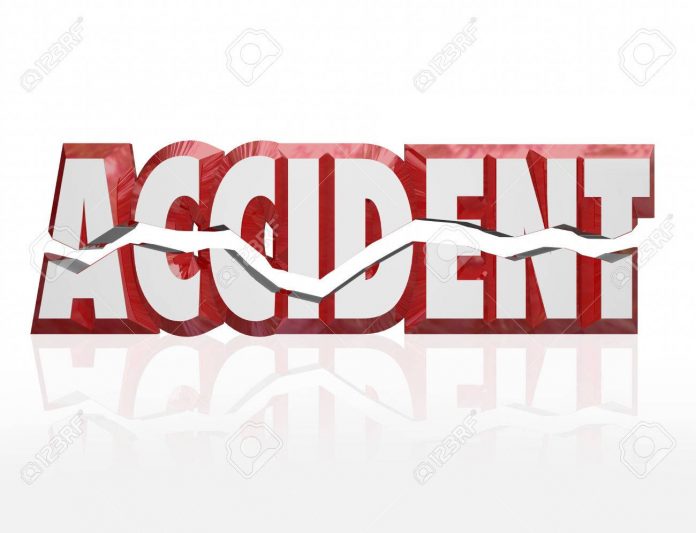 44289716 accident word in cracked 3d red letters to illustrate a crash or collision as a result of an automob